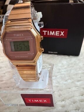 Timex Rose Gold Digital Bracelet Watch with Pink Dial